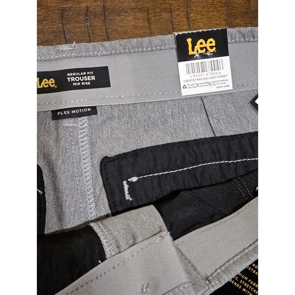 Lee  Pants  GrayWomen's  Flex Motion  Mid Rise Straight Leg Ash Heather  Sz 14 - Picture 5 of 10